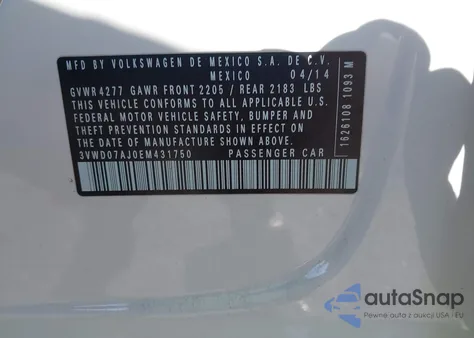 2014 Volkswagen Jetta 1.8T Se from USA, damaged, VIN 3VWD07AJ0EM431750